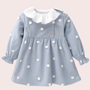 BABY GIRLS CLOTHES DRESS POLKA MUSLIN RUFFLED